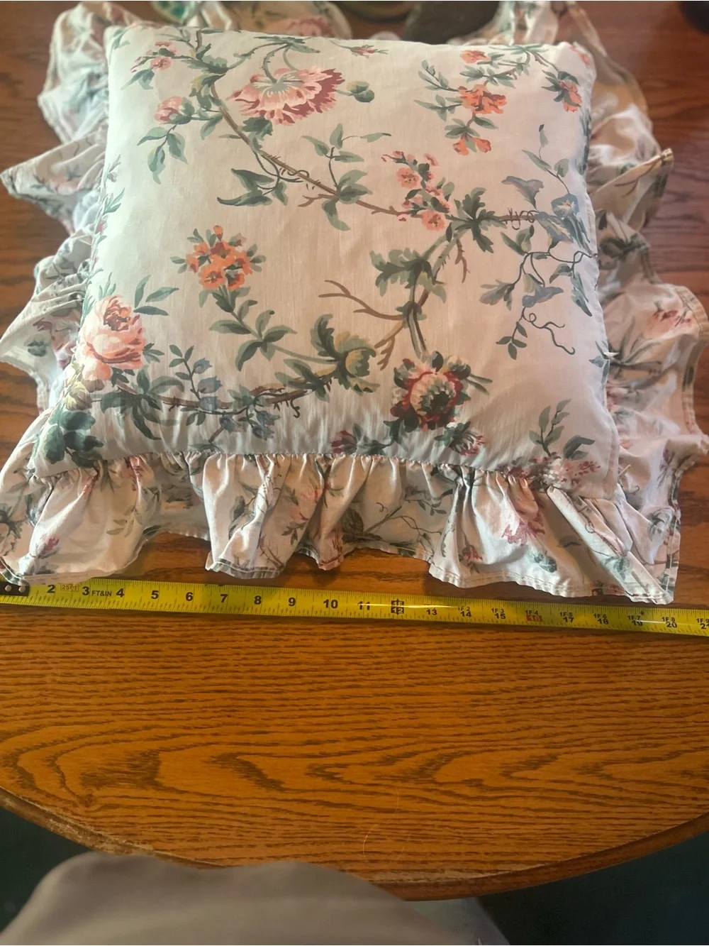 Vtg Ralph Lauren Toulouse Floral Ruffled Accent Pillow Cottagecore RARE